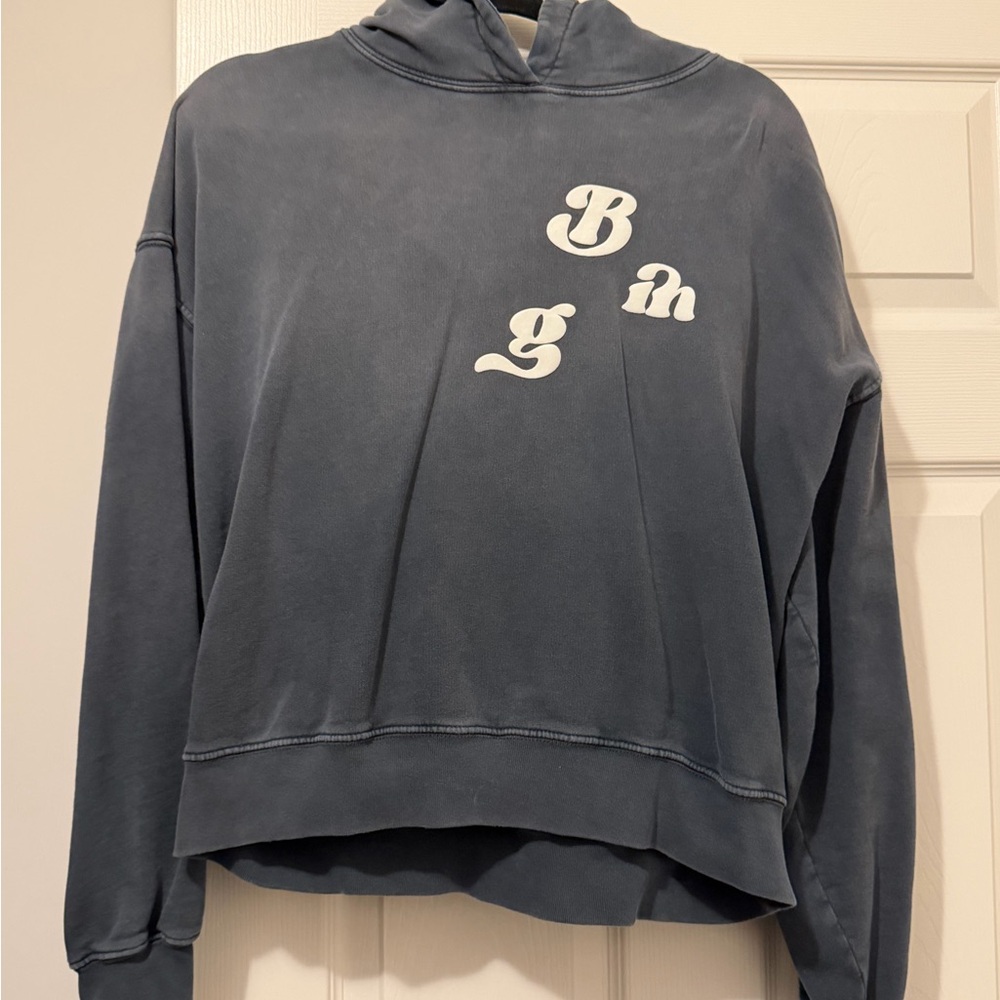 Anine Bing Washed Charcoal Hooded Sweatshirt with White Logo